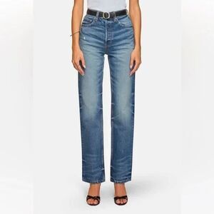 EB Denim women High Rise Straight Jeans size 23 Tommy Wash Button Fly 32" inseam